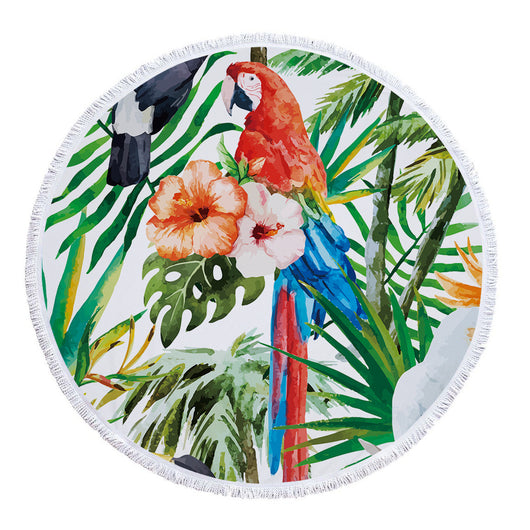 Toalla Redonda de Microfibra con Estampado de Hojas Tropicales - Image 33