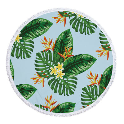 Toalla Redonda de Microfibra con Estampado de Hojas Tropicales - Image 35