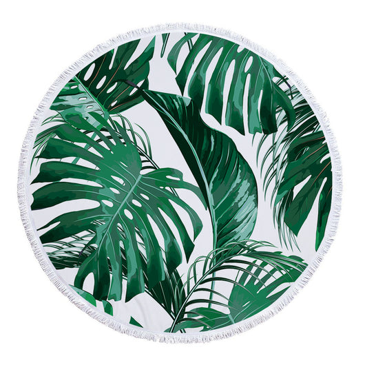Toalla Redonda de Microfibra con Estampado de Hojas Tropicales - Image 36
