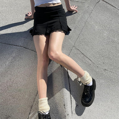 Falda Elástica Negra Estilo Estadounidense con Detalles de Malla - Image 12