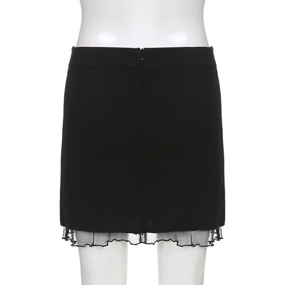 Falda Elástica Negra Estilo Estadounidense con Detalles de Malla - Image 16