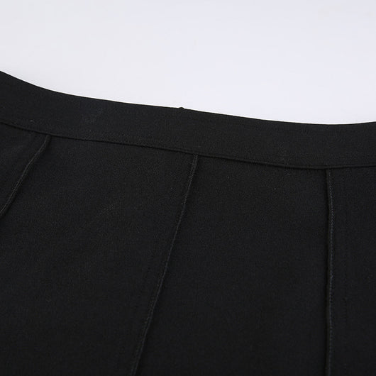 Falda Elástica Negra Estilo Estadounidense con Detalles de Malla - Image 18