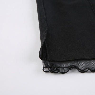 Falda Elástica Negra Estilo Estadounidense con Detalles de Malla - Image 20
