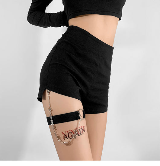 Shorts Negros Cintura Alta Mujer Diseño Ajustado con Detalle de Aro - Perfecto para Verano - Image 8