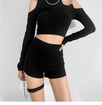 Shorts Negros Cintura Alta Mujer Diseño Ajustado con Detalle de Aro - Perfecto para Verano - Image 9
