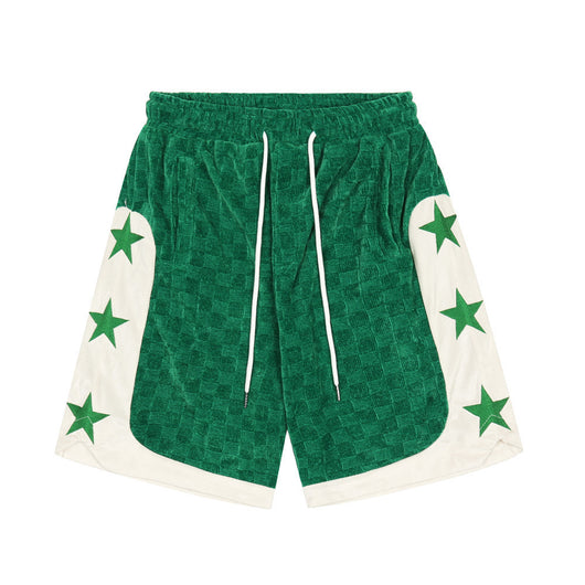 Shorts Casuales para Hombre con Bordado de Estrella y Costuras en Contraste - Image 8