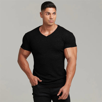 Suéter Cuello V Ajustado Elástico Transpirable para Hombre - Image 12
