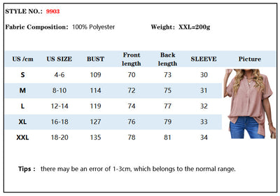 Blusa Suelta de Cuello en V con Mangas Cortas para Verano - Image 10