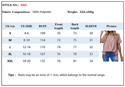 Blusa Suelta de Cuello en V con Mangas Cortas para Verano - Image 10