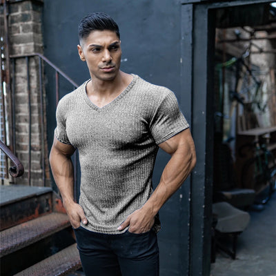 Suéter Cuello V Ajustado Elástico Transpirable para Hombre - Image 17