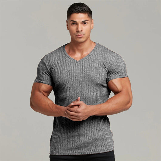 Suéter Cuello V Ajustado Elástico Transpirable para Hombre - Image 18