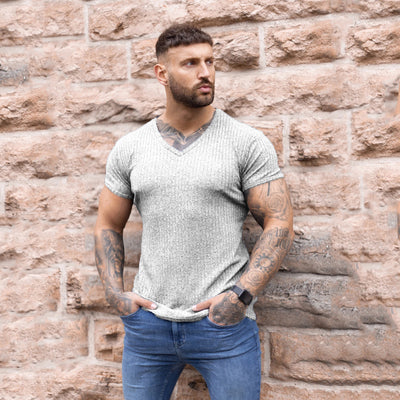 Suéter Cuello V Ajustado Elástico Transpirable para Hombre - Image 20