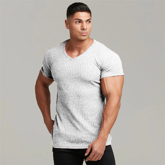 Suéter Cuello V Ajustado Elástico Transpirable para Hombre - Image 23