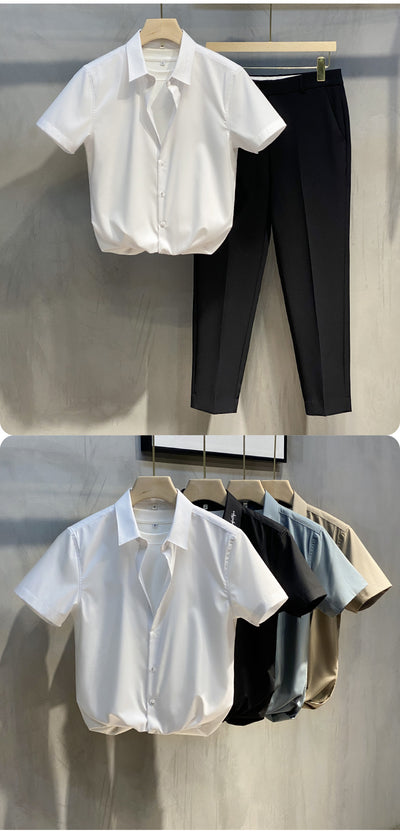 Camisa Casual Slim Fit Rayada para Hombre - Manga Corta Estilo Ejecutivo - Image 9