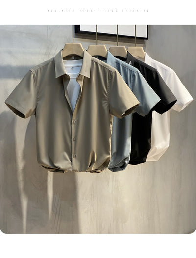 Camisa Casual Slim Fit Rayada para Hombre - Manga Corta Estilo Ejecutivo - Image 11