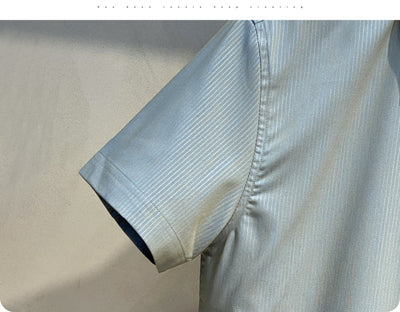 Camisa Casual Slim Fit Rayada para Hombre - Manga Corta Estilo Ejecutivo - Image 13