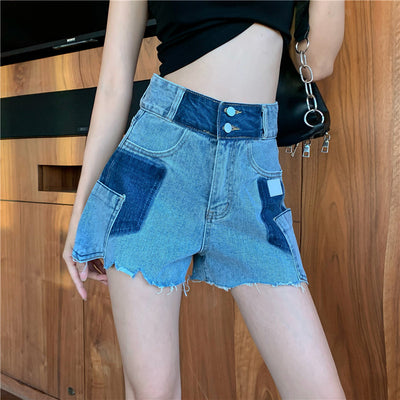 Shorts de Mezclilla Cintura Alta Borde Crudo Contraste Pierna Ancha - Image 15