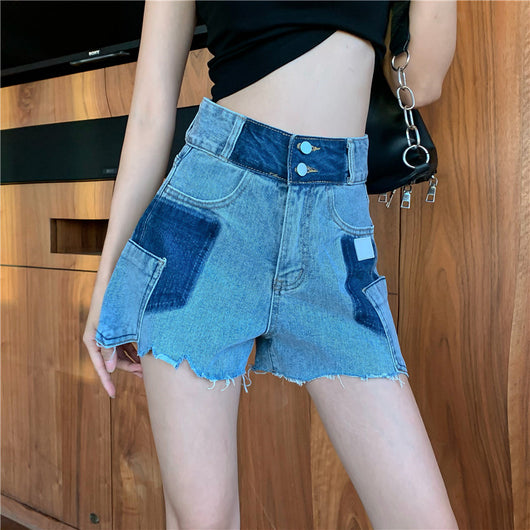 Shorts de Mezclilla Cintura Alta Borde Crudo Contraste Pierna Ancha - Image 15