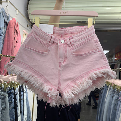 Shorts Denim Deshilachados Cintura Alta Pierna Ancha para Mujer Verano - Image 6