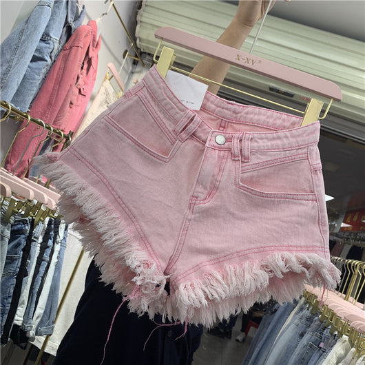Shorts Denim Deshilachados Cintura Alta Pierna Ancha para Mujer Verano - Image 7