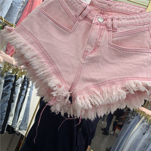 Shorts Denim Deshilachados Cintura Alta Pierna Ancha para Mujer Verano - Image 10