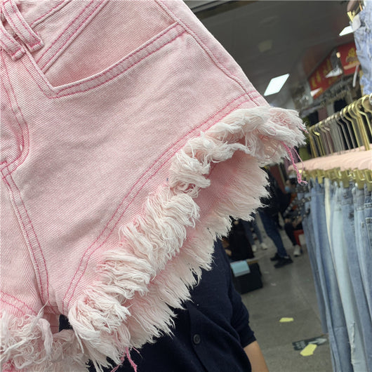 Shorts Denim Deshilachados Cintura Alta Pierna Ancha para Mujer Verano - Image 11