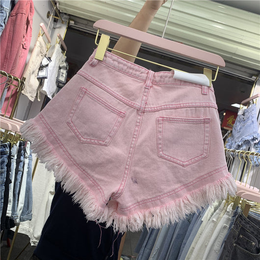 Shorts Denim Deshilachados Cintura Alta Pierna Ancha para Mujer Verano - Image 12