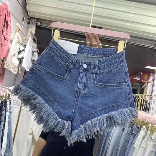 Shorts Denim Deshilachados Cintura Alta Pierna Ancha para Mujer Verano - Image 14