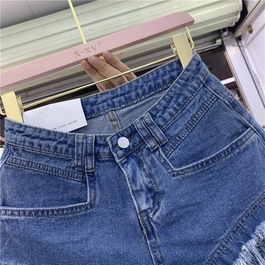 Shorts Denim Deshilachados Cintura Alta Pierna Ancha para Mujer Verano - Image 16