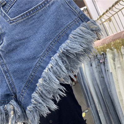 Shorts Denim Deshilachados Cintura Alta Pierna Ancha para Mujer Verano - Image 17
