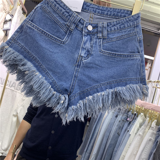 Shorts Denim Deshilachados Cintura Alta Pierna Ancha para Mujer Verano - Image 18