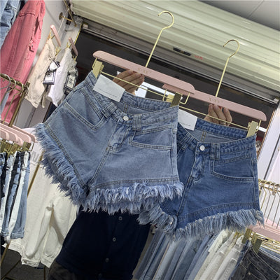 Shorts Denim Deshilachados Cintura Alta Pierna Ancha para Mujer Verano - Image 19