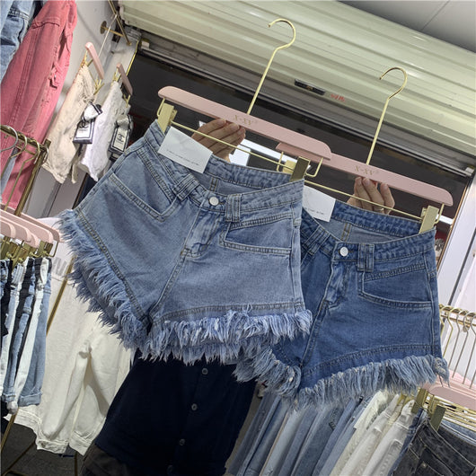 Shorts Denim Deshilachados Cintura Alta Pierna Ancha para Mujer Verano - Image 19