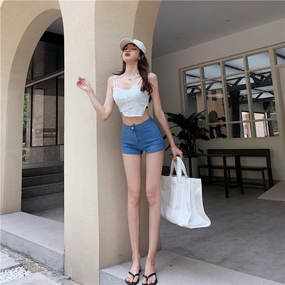 Shorts Denim Cintura Alta Corte A con Elastano - Image 10
