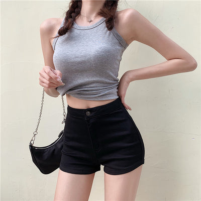 Shorts Denim Cintura Alta Corte A con Elastano - Image 19