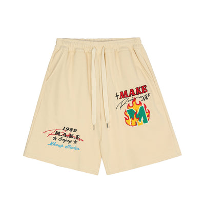 Shorts Casuales con Letras Bordadas en Llamas - Image 6