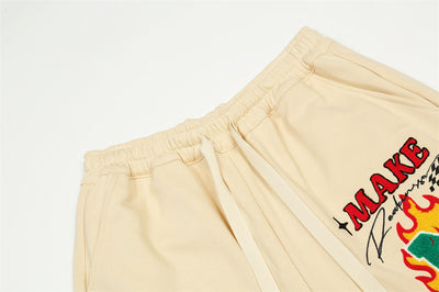Shorts Casuales con Letras Bordadas en Llamas - Image 10