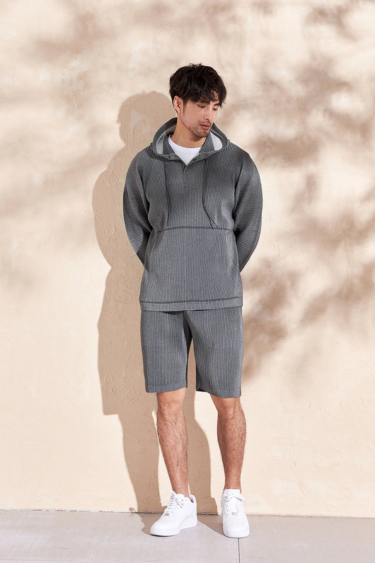 Pantalones Cortos Casuales Holgados con Cintura Elástica y Pliegues para Hombre - Image 9