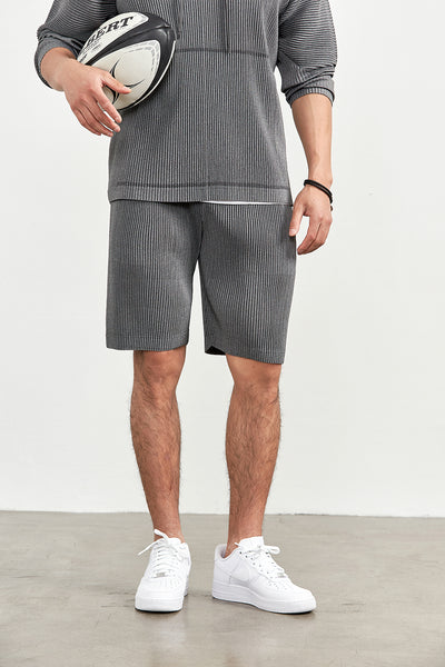 Pantalones Cortos Casuales Holgados con Cintura Elástica y Pliegues para Hombre - Image 10