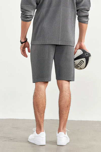 Pantalones Cortos Casuales Holgados con Cintura Elástica y Pliegues para Hombre - Image 13