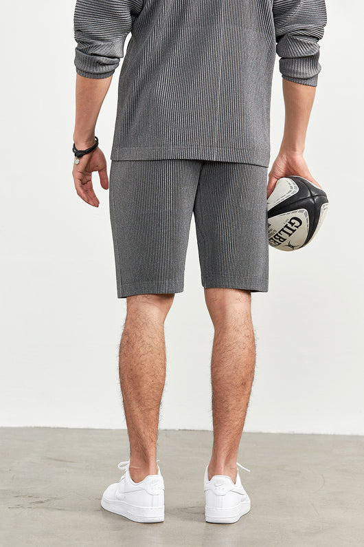 Pantalones Cortos Casuales Holgados con Cintura Elástica y Pliegues para Hombre - Image 13