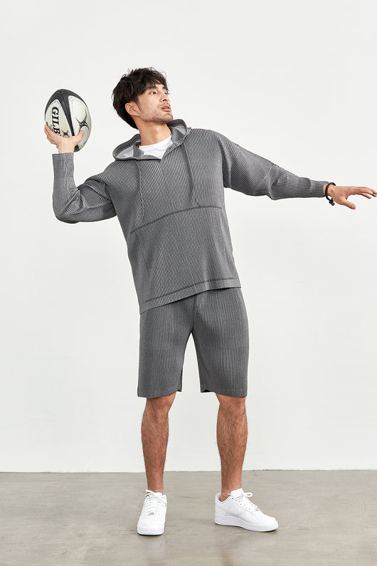 Pantalones Cortos Casuales Holgados con Cintura Elástica y Pliegues para Hombre - Image 14