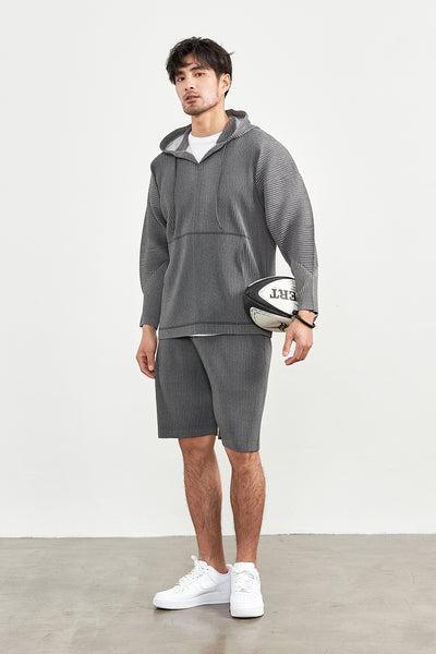 Pantalones Cortos Casuales Holgados con Cintura Elástica y Pliegues para Hombre - Image 15