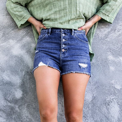 Shorts de Mezclilla Rotos y Elásticos con Detalles Desgarrados - Image 6
