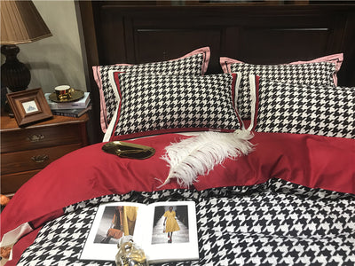 Juego de Cama Retro Americano Algodón Pata de Gallo Terciopelo - Image 9