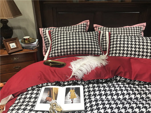 Juego de Cama Retro Americano Algodón Pata de Gallo Terciopelo - Image 9