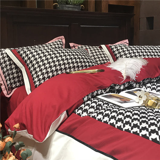 Juego de Cama Retro Americano Algodón Pata de Gallo Terciopelo - Image 10