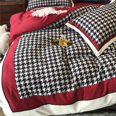 Juego de Cama Retro Americano Algodón Pata de Gallo Terciopelo - Image 11