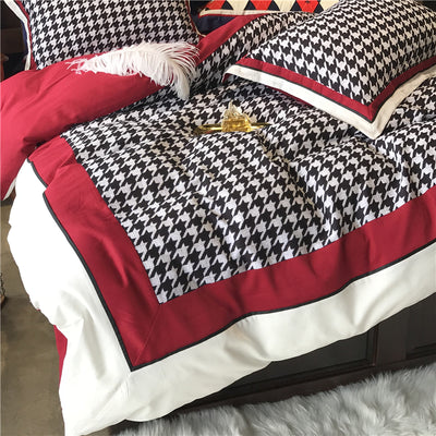 Juego de Cama Retro Americano Algodón Pata de Gallo Terciopelo - Image 15