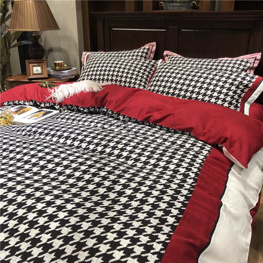 Juego de Cama Retro Americano Algodón Pata de Gallo Terciopelo - Image 16